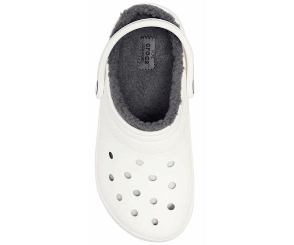 Crocs Klassisk Fodrad Träsko Vit-grå