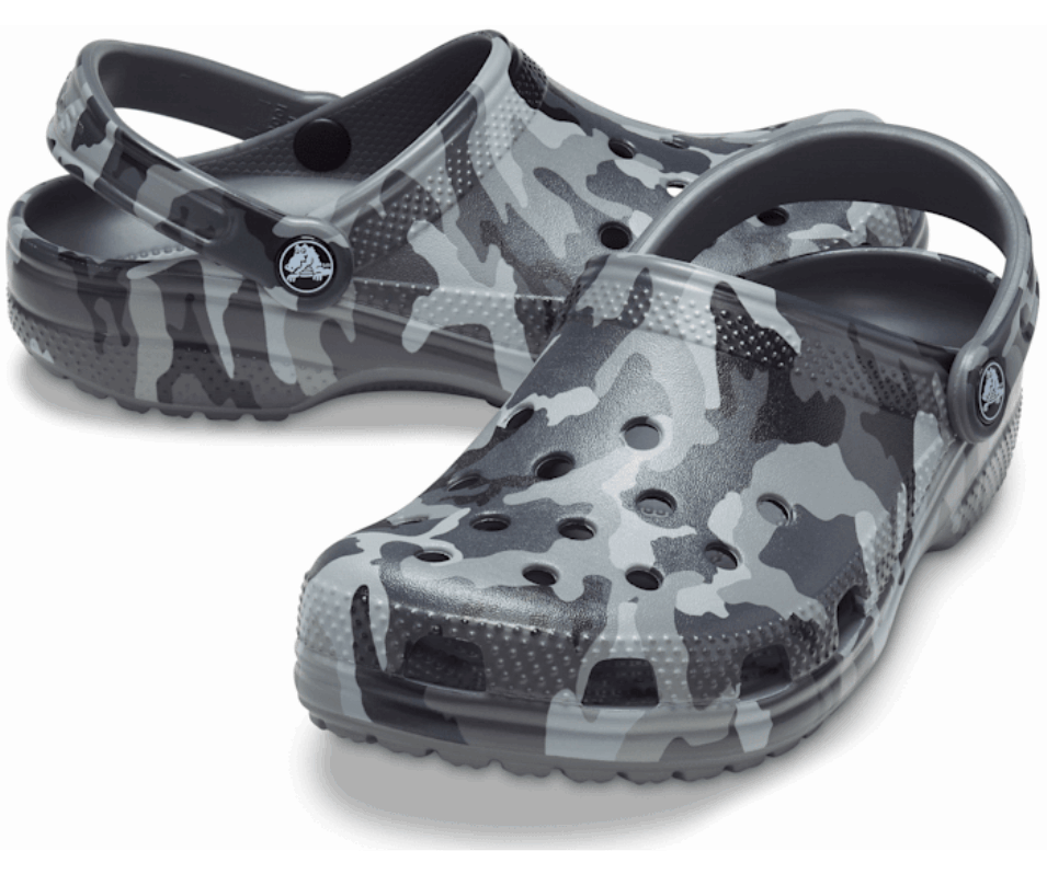 Crocs Klassiska Tryckta Camo Träsko Skiffer Grå-multi