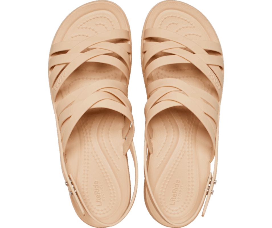Crocs, Brooklyn Strappy Low Wedge Chai För Kvinnor
