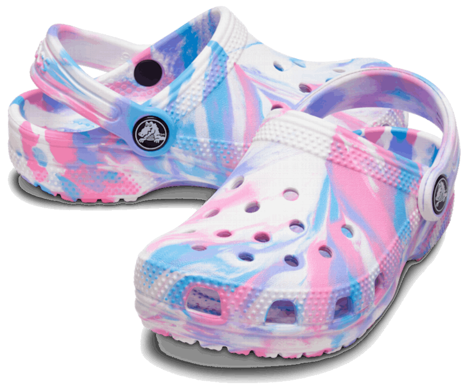 Crocs Toddler Klassisk Marmorerad Träsko Vit-rosa
