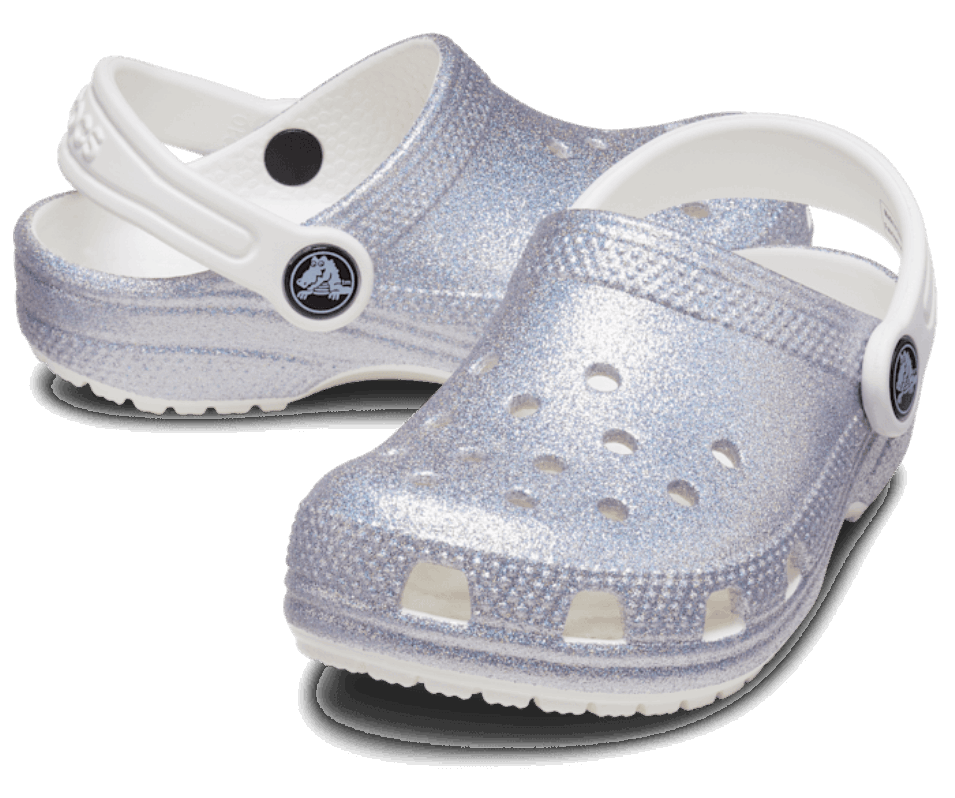 Crocs Toddler Klassisk Glitter Träsko Vit-multi