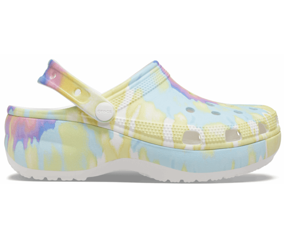 Crocs Kvinnors Klassiska Plattform Tie-dye Grafisk Träsko Vit-multi