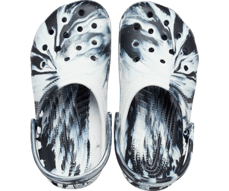 Crocs Barns Klassiska Marmorerade Träsko Svart-vit