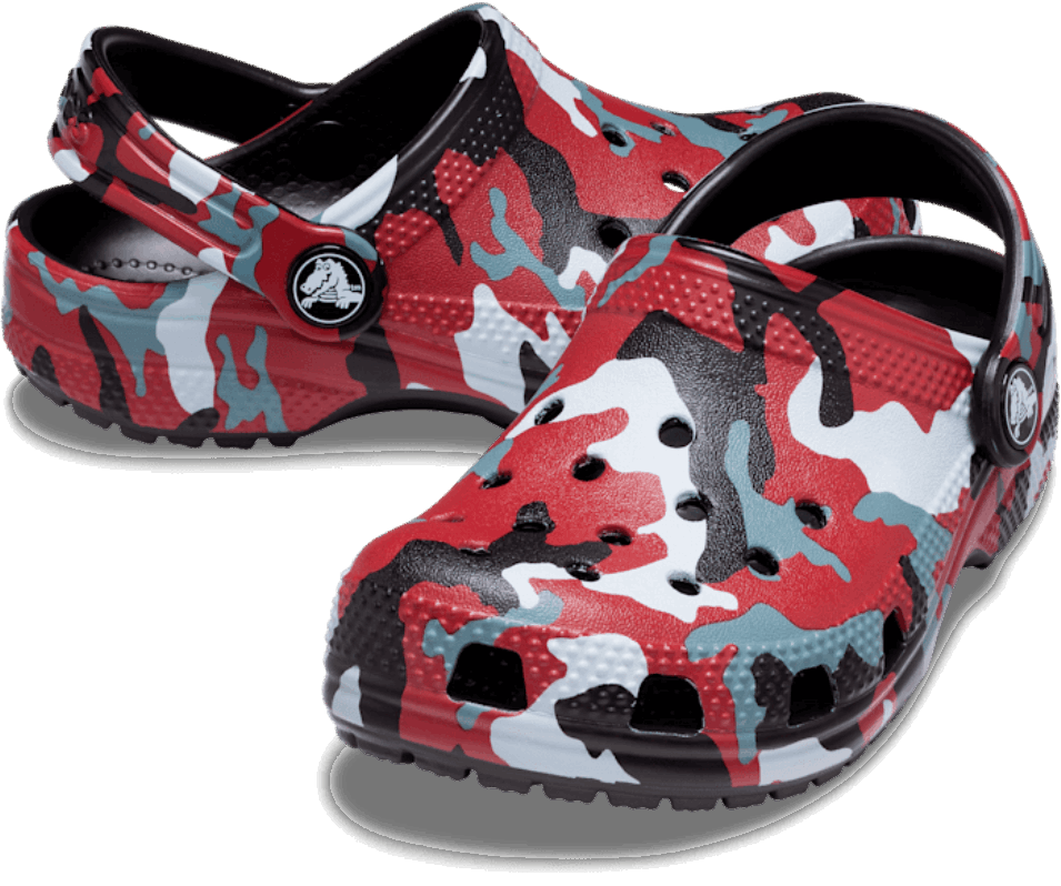 Crocs Klassiska Camo-träskor För Barn Svart-röd
