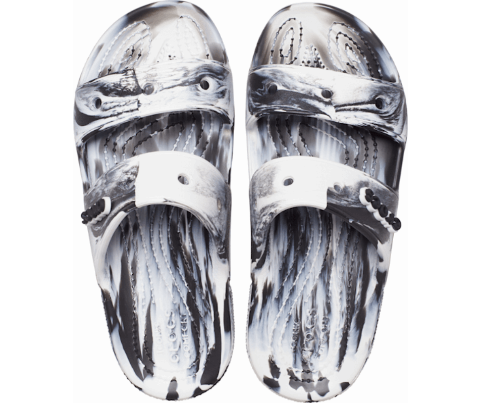 Crocs Klassisk Marmorerad Sandal Vit-svart