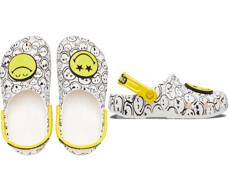 Crocs Barn Klassiska 2022 Smiley Träskor Vit-multi