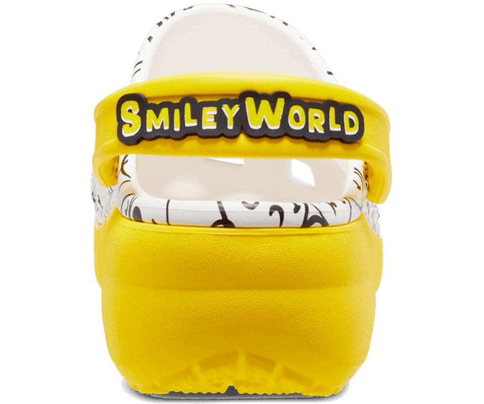 Crocs Dam Klassisk Plattform 2022 Smiley Träskor Vit-multi
